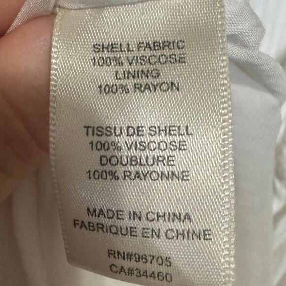 Rebecca Taylor Shadow Stripe Dress Long Peasant Sleeves Flowy Mini White Size 4 - Picture 10 of 15